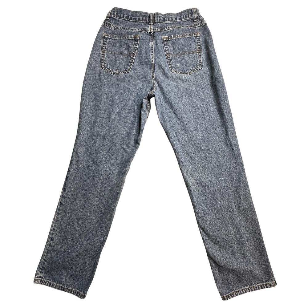 St Johns Bay Relaxed Fit High Rise Straight Jeans Womens 8 Blue Denim Cotton